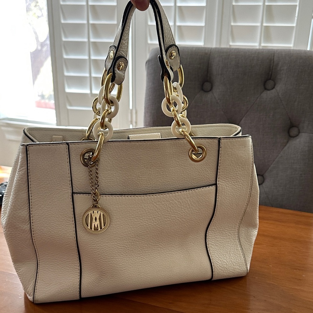 Antonio Melani light ivory leather tote